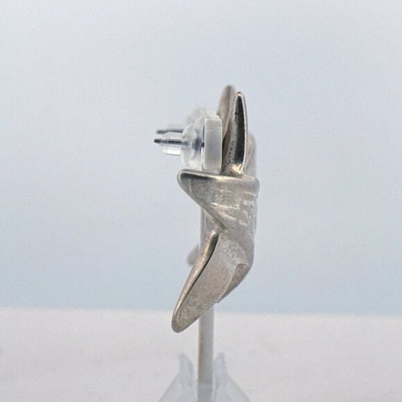 Estate Aires 925 Sterling Silver Abstract Wave Stud Earrings 1.49" EZ Backs - Picture 2 of 8